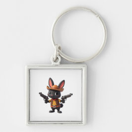 Black Baby Cowboy Bunny Keychain Schlüsselanhänger