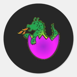 Black Baby Dragon Egg Runder Aufkleber