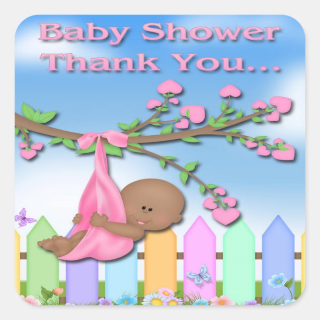 Black Baby Girl - Backyard Danke Umschlag Aufklebe Quadratischer Aufkleber (Vorderseite)