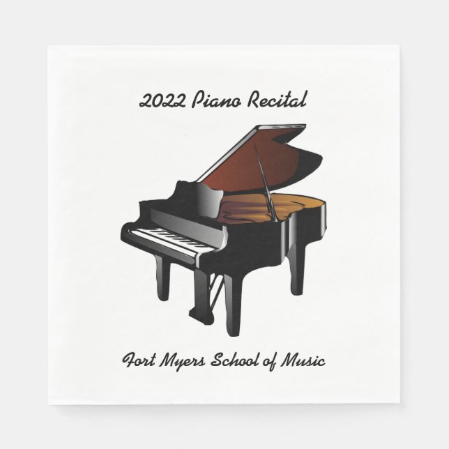 Black Baby Grand Piano Erwägung Serviette (Vorderseite)