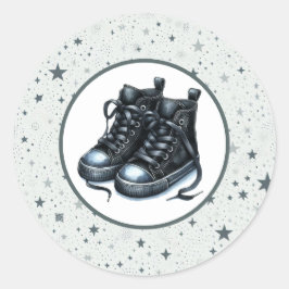Black Baby High Tops Babydusche Runder Aufkleber