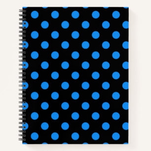 Black Background Blue Polka Dots Notizbuch
