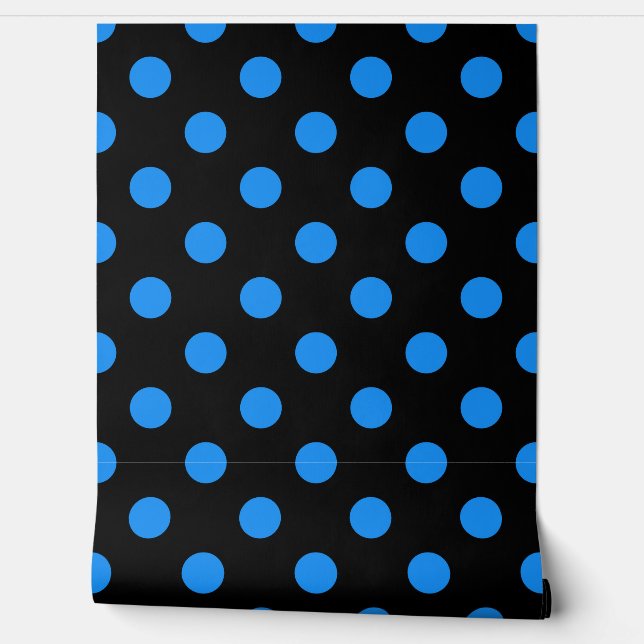 Black Background Blue Polka Dots Tapete (Abrollen)