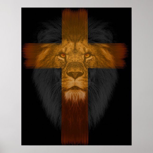 Black Background Cross/Lion Poster (Vorne)