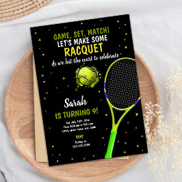 Black Background Tennis Einladung zum Geburtstag