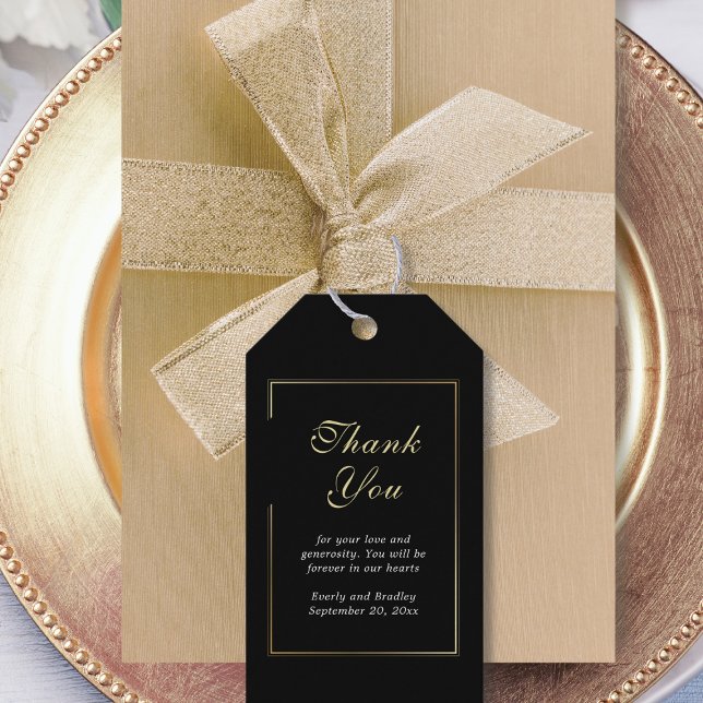 Black Background White Elegant Script Vielen Dank Geschenkanhänger (Von Creator hochgeladen)