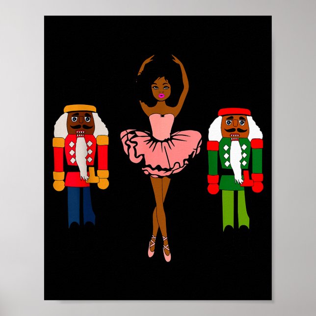 Black Ballerina Christmas Black Nutcracker Xmas Af Poster (Vorne)