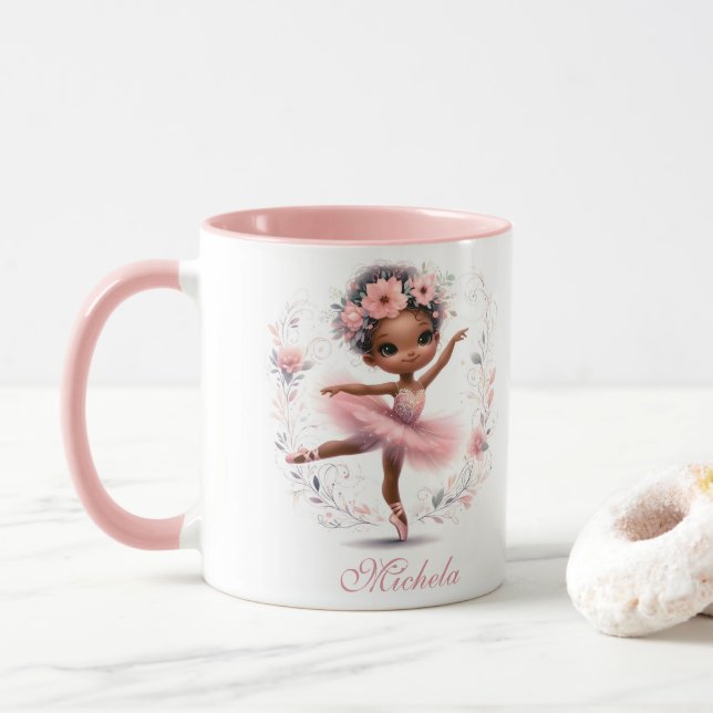 Black Ballerina Happy Birthday Tasse (Mit Donut)