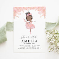 Black Ballerina in Rosa Kleid Floral Geburtstag
