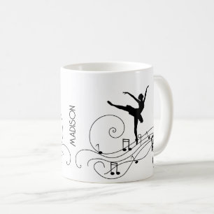 Black Ballerina & Music Notes Café Mug