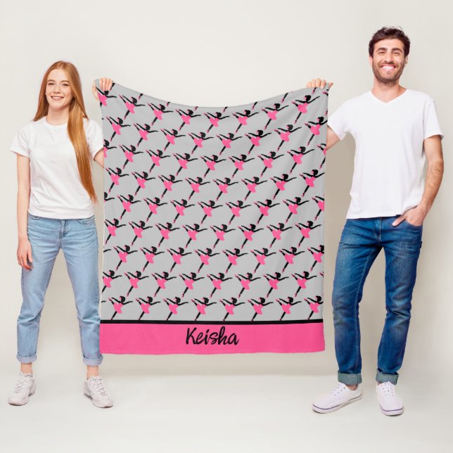Black Ballerina Silhouette Personalisiert Fleecedecke (Beispiel)