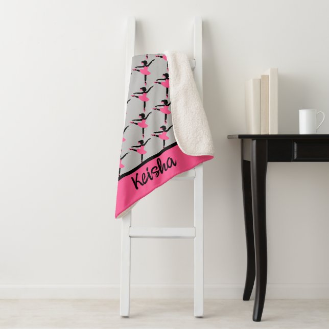 Black Ballerina Silhouette Personalisiert Sherpadecke (Beispiel)