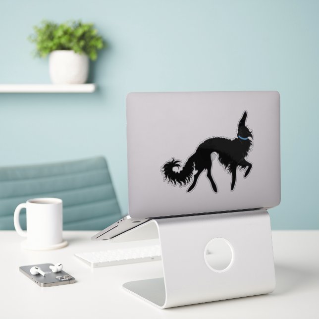 Black Ballet Borzoi Transparenter Vinyl Sticker (Laptop auf Schreibtisch)