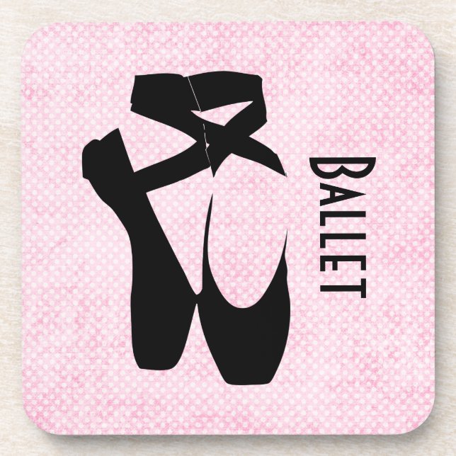 Black Ballet Shoes En Pointe Getränkeuntersetzer (Vorderseite)