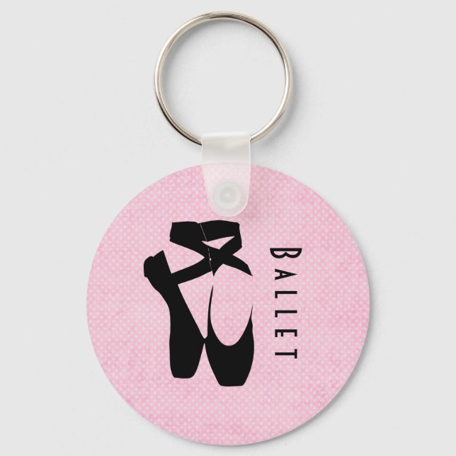 Black Ballet Shoes En Pointe Schlüsselanhänger (Vorderseite)