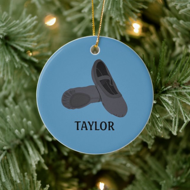 Black Ballet Shoes Personalisiertes Foto Keramik Ornament (Baum)