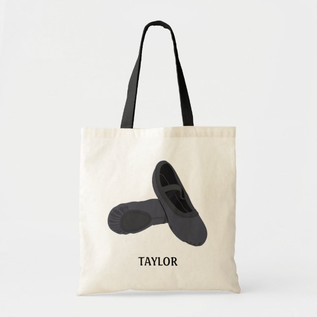 Black Ballet Shoes Slippers Personalisiert Tragetasche (Vorne)