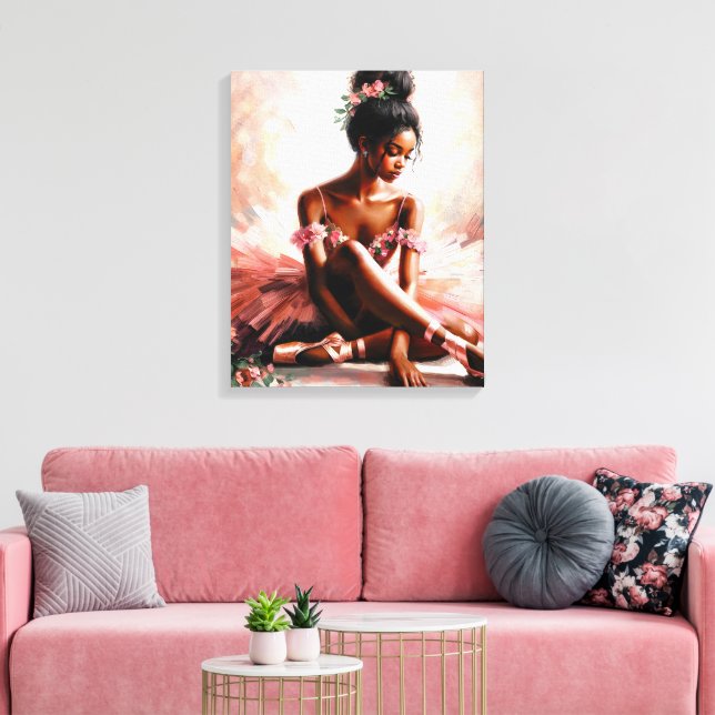 Black Ballet Tänzer in rosa Tutu Leinwanddruck (Insitu (Wohnzimmer))