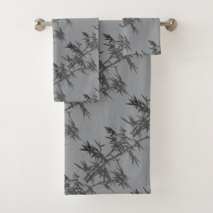 Black Bamboo auf Silver Bath Handtuch Set