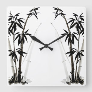 Black Bamboo - Tinte Quadratische Wanduhr