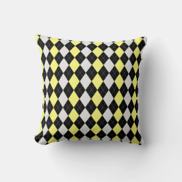 Black & BANANA YELLOW Diamonds RAUTE Muster Kissen
