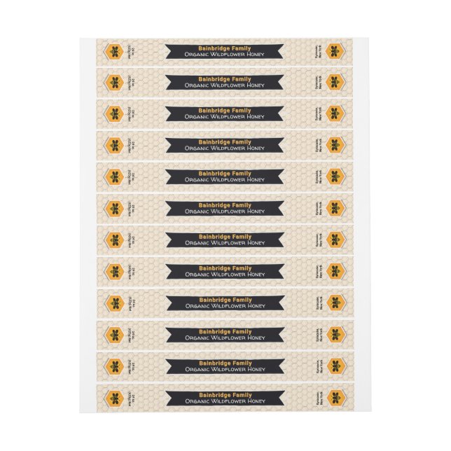 Black Banner Gold Honey Jar Tamper Proof Lid Label (Bogen)