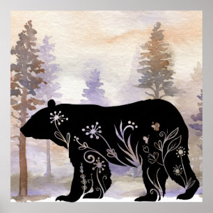 Black Bären Wall Art, Silhouette Bären Poster