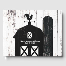 Black Barn White Wood Rustic Farmhouse Hochzeit Gästebuch