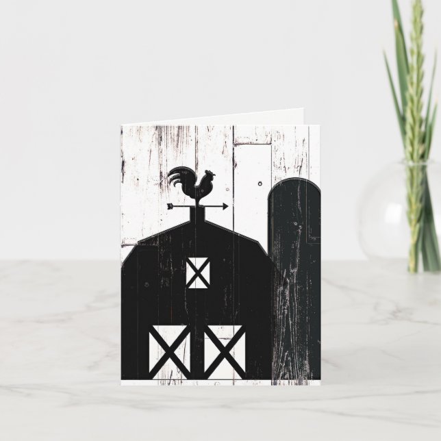 Black Barn White Wood Rustic Farmhouse Vielen Dank Dankeskarte (Vorderseite)