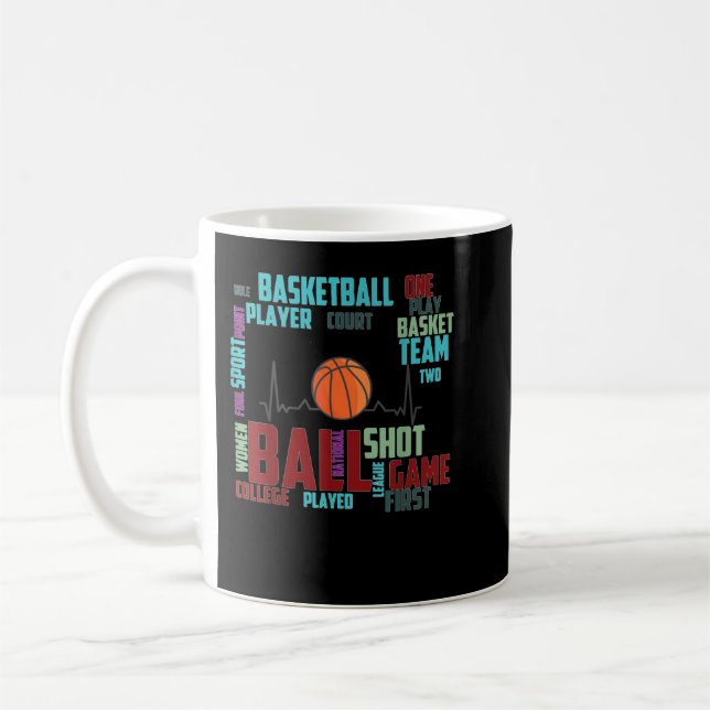 Black Basketball Stuff Coach Team Red Heart Kaffeetasse (Links)