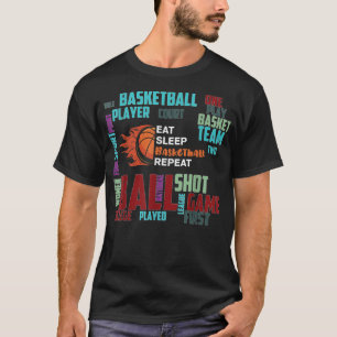 Black Basketball Trainer Team Essen Schlaf T-Shirt