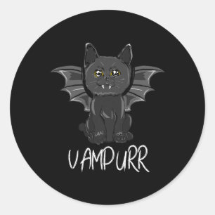 Black Bat Cat Halloween Vampire Vampurkostüm Runder Aufkleber