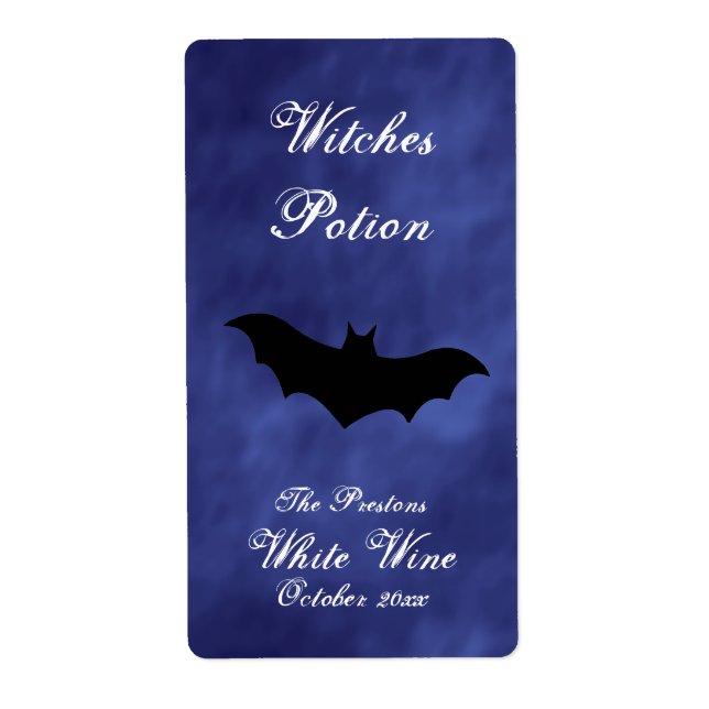 Black Bat in Purple Haze Witches Potion Wine Label (Vorne)