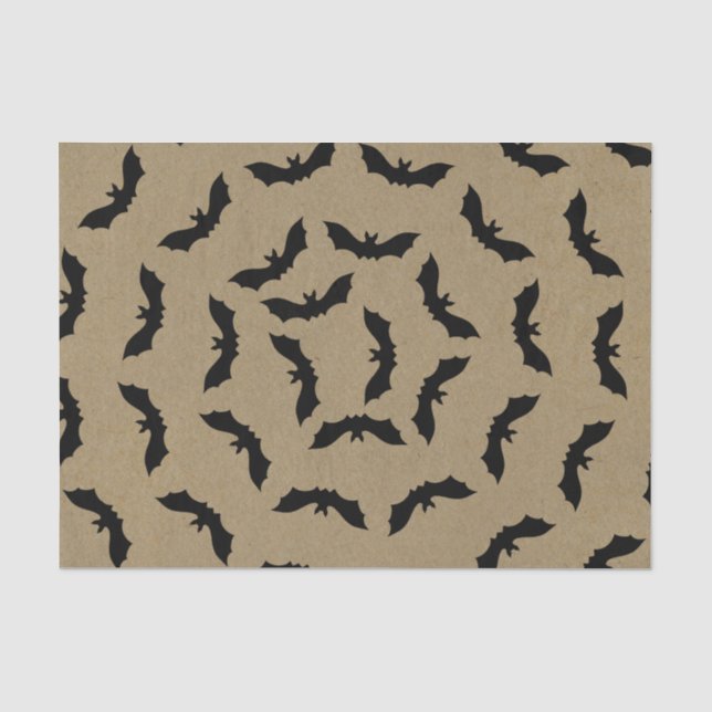 Black Bat Rustic Kraft Halloween-Party Seidenpapier (Vorderseite)