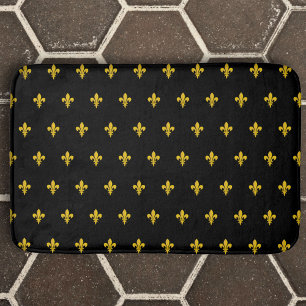 Black Bath Mat mit goldener Lilie Badematte