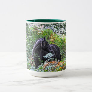 Black & Bay New Forest Ponies, Hampshire, England Zweifarbige Tasse