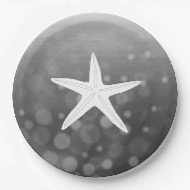 Black Beach Themed Starfish Paper-Teller Pappteller (Vorderseite)