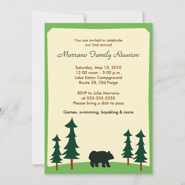 BLACK BEAR Adirondack Lodge 12x18 Party Einladung (Vorderseite)