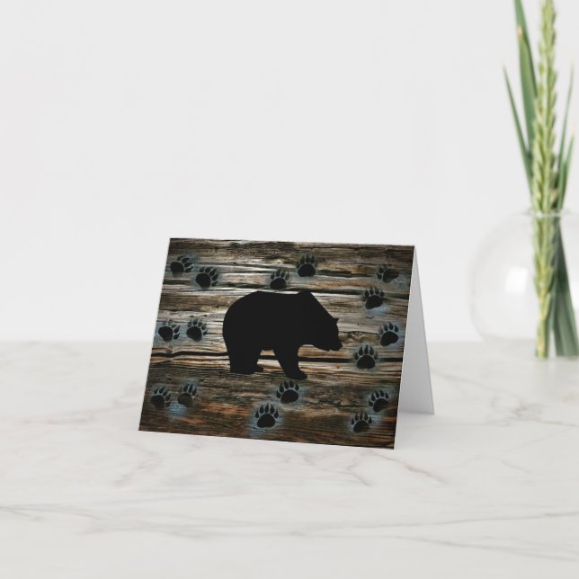 Black Bear Black Bear Paws Rustic Wood (Vorderseite)