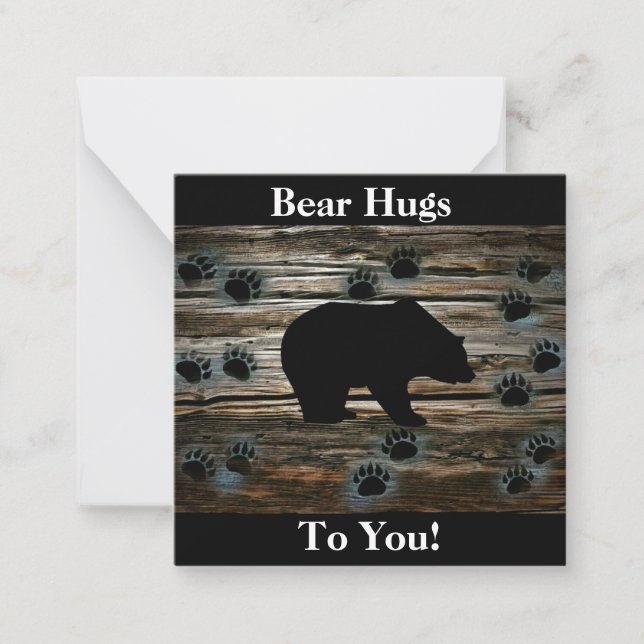 Black Bear Black Bear Paws Rustic Wood Mitteilungskarte (Vorderseite)