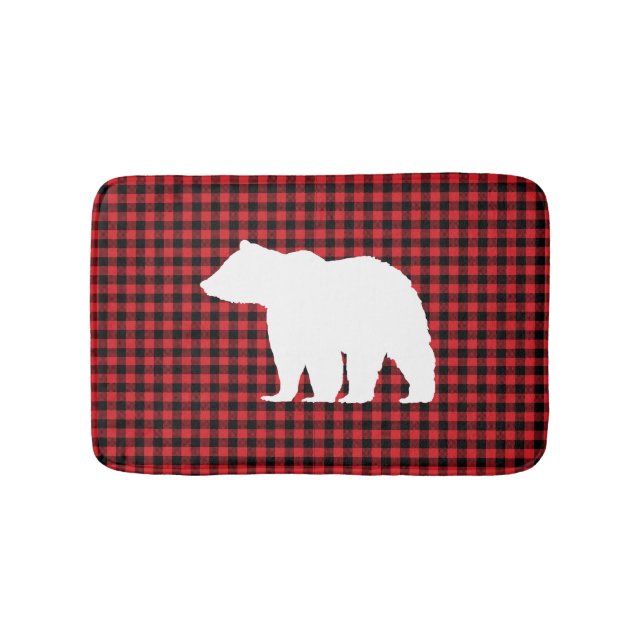 Black Bear Buffalo Karo Bath Mat Badematte (Vorderseite)