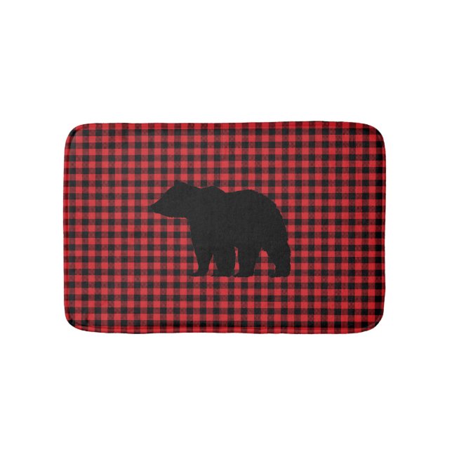 Black Bear Buffalo Karo Bath Mat Badematte (Vorderseite)