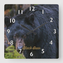 Black Bear Dignity Quadratische Wanduhr
