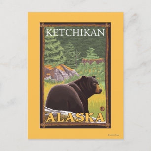 Black Bear in Forest - Ketchikan, Alaska Postkarte