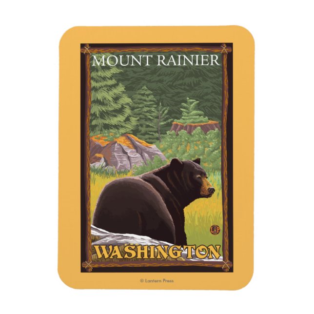 Black Bear in Forest - Mount Rainier, Washington Magnet (Vertikal)