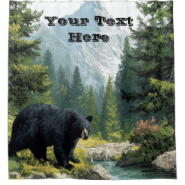 Black Bear Nature Shower Curtain Duschvorhang