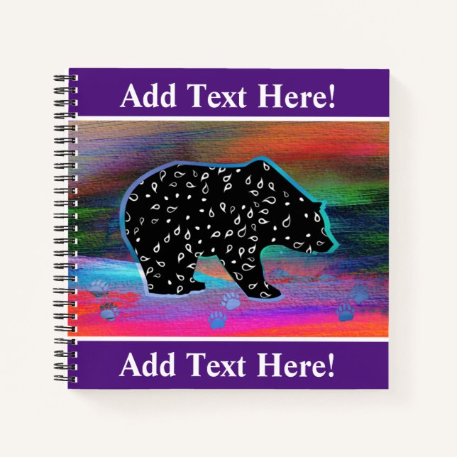 Black Bear Spirit Northern Lights Notebook Notizbuch (Vorderseite)