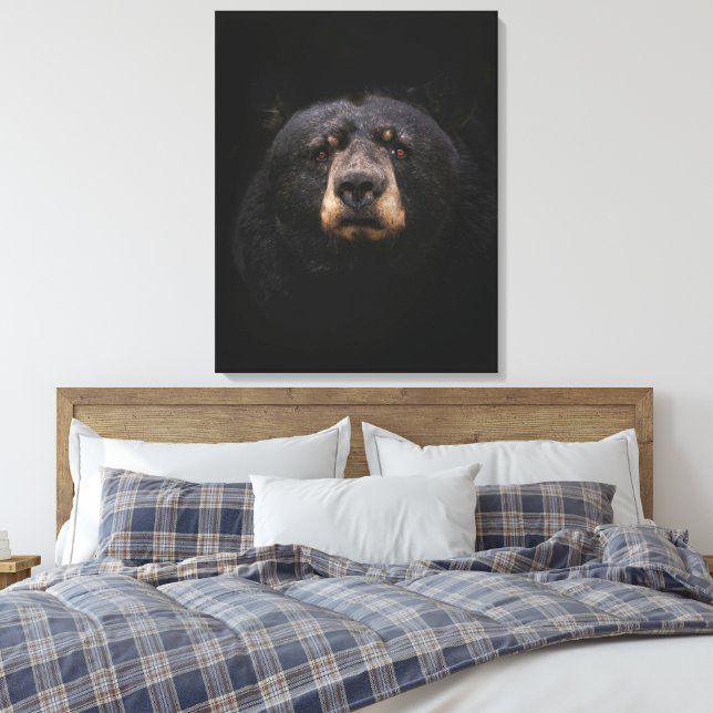 BLACK BEAR Stretched Canvas Print Leinwanddruck (Insitu (Schlafzimmer))
