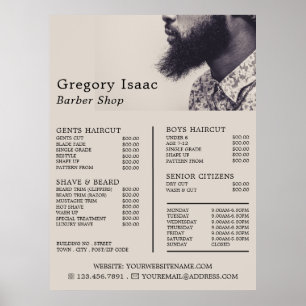 Black Beard Model, Men Barbers Price List Poster