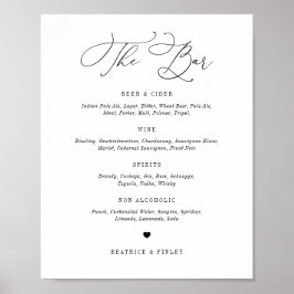 Black Beatrice Script Elegant Wedding Bar Menu Poster